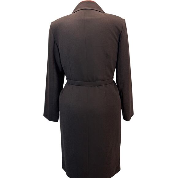 Mary McFadden Collection Vintage Brown Belted One Button Trench Coat Women 10 - Picture 3 of 9